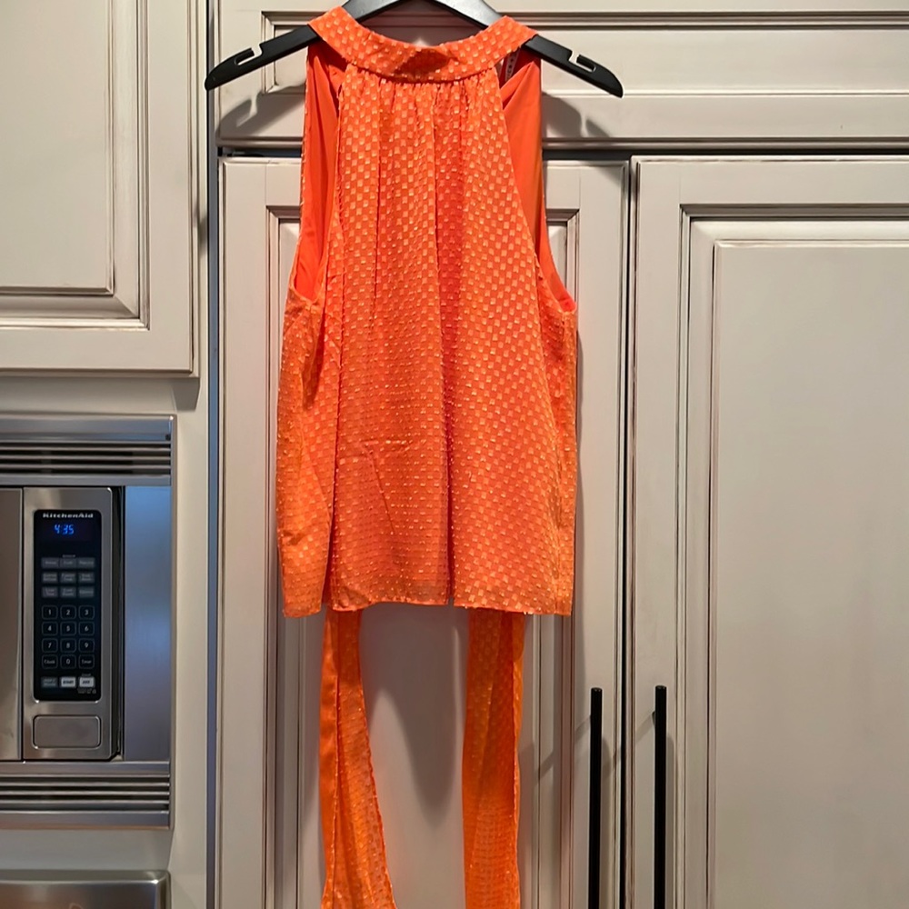 Alice and Olivia orange tank silk top NWT med